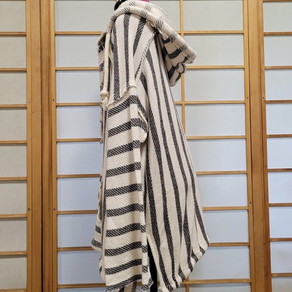 NWT Free People Cozy Oversized Striped Sweater Hoodie Kangaroo Pocket - Small S - Picture 7 of 9